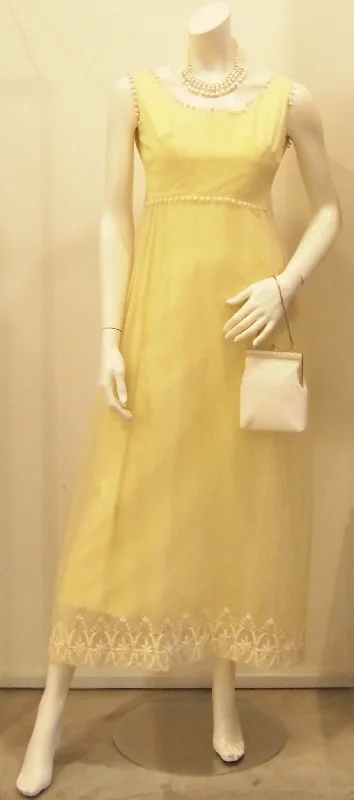 60S BUTTERCUP YELLOW LAYERED LACE MAXI DRESS Lace Dress Glow