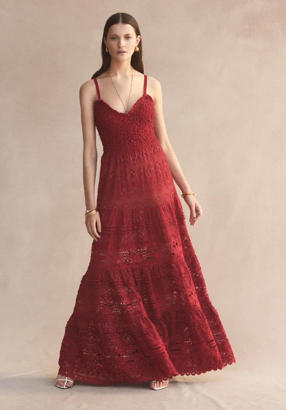 LUCIA LACE MAXI RED Lace Fit-and-Flare