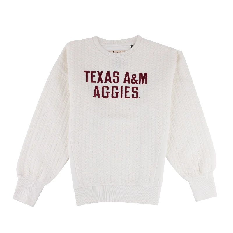 Texas A&M Aggies Roxbury Cable Knit Sweatshirt Casual Hoodie Sweatshirt Wear