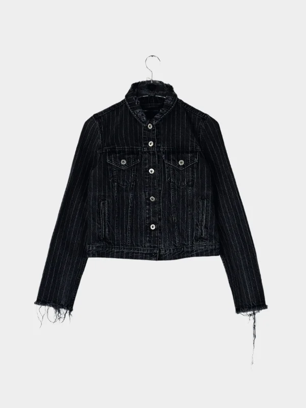 Off White Collab Pin-stripes Denim Jacket Women's casual jackets