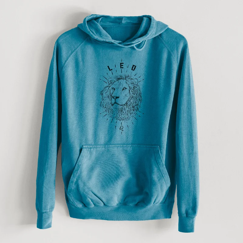 Leo - Lion  - Mid-Weight Unisex Vintage 100% Cotton Hoodie Comfy Sweatshirts for Fall