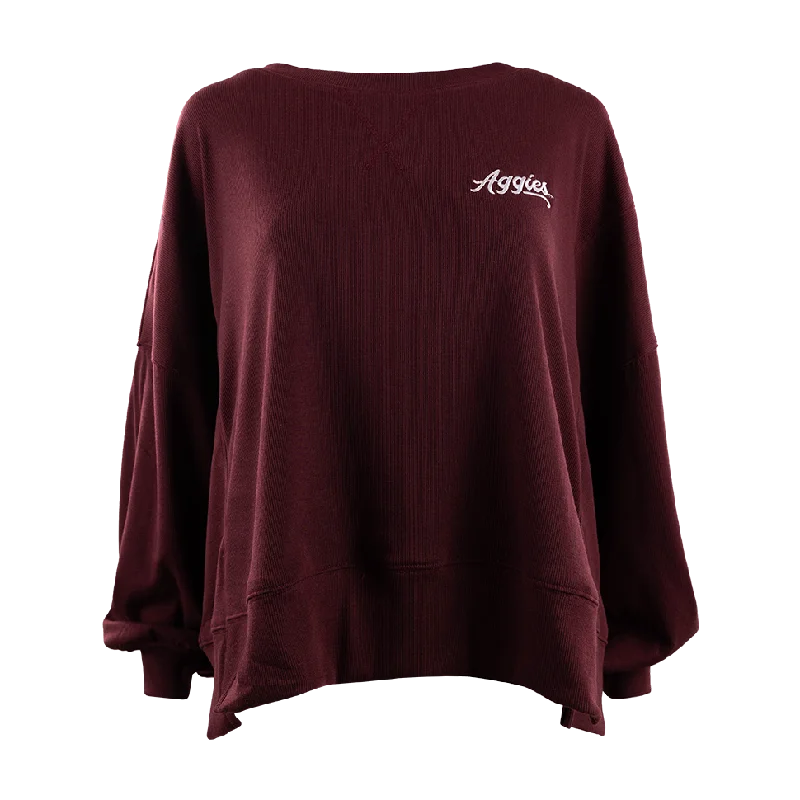 Texas A&M Alissa Ribbed Slouchy Sweatshirt Cozy Hoodies & Sweatshirts