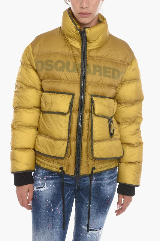 Dsquared2 Lived-in ICEBERG Down Jacket with Knitted Cuffs Women's versatile jackets