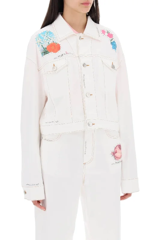 Marni "cropped Denim Jacket With Flower Patches And Embroidery" Women's trendy jackets