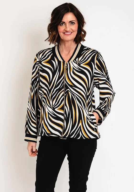 Serafina Collection Animal Print Bomber Jacket, Black Women's motorcycle jackets