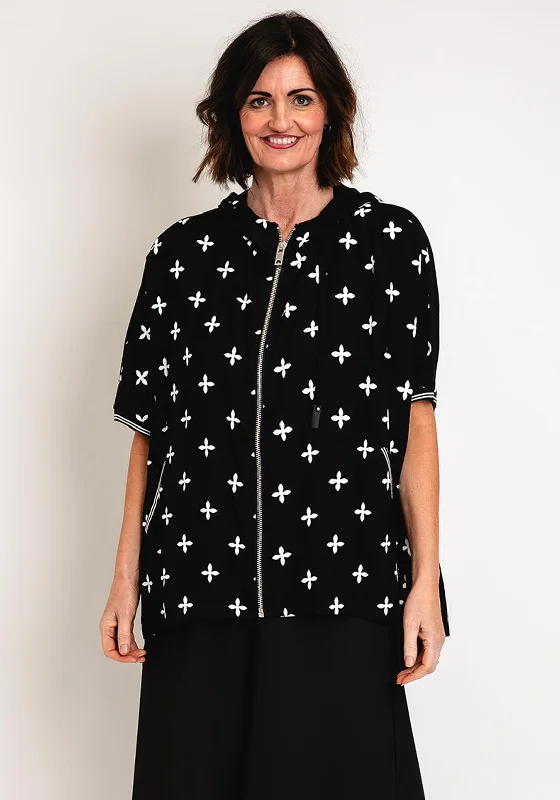 Malissa J One Size Hooded Print Jacket, Black Women's vintage jackets