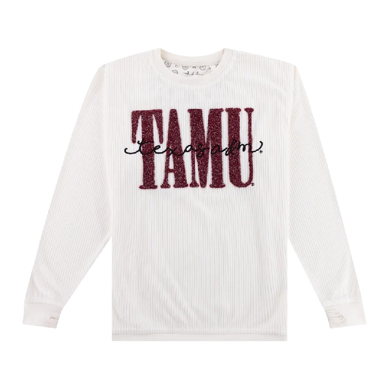 Texas A&M Zoe Plush Rib Sweatshirt Sporty Sweatshirts for Women