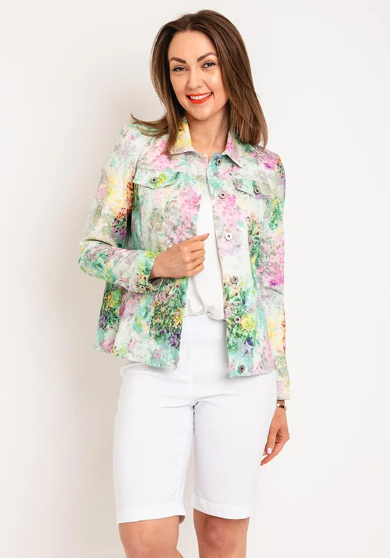 Robell Happy Floral Garden Denim Jacket, Multi Women's reflective jackets