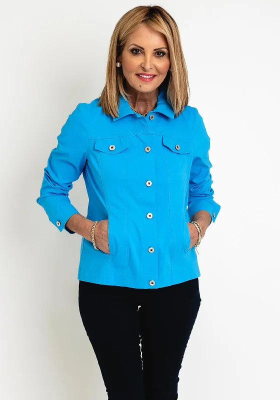 Robell Happy Denim Effect Jacket, Bright Blue Women's fashion jackets sale