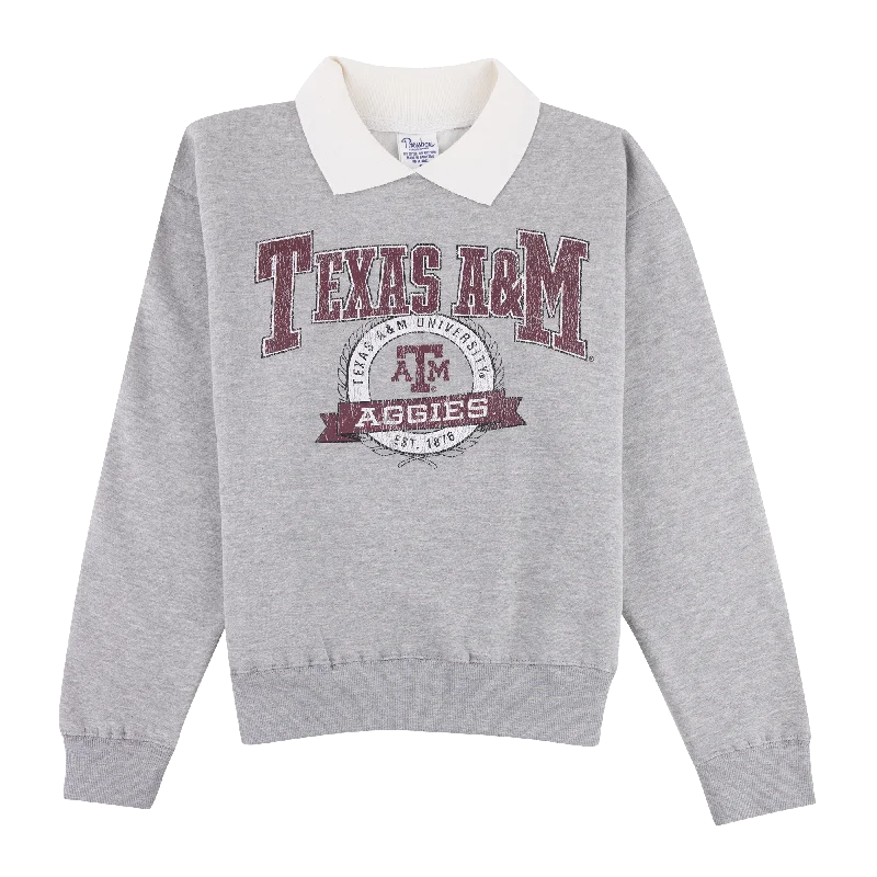 Texas A&M Aggies Campbell Collared Crewneck Casual Graphic Hoodies