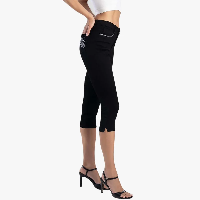 Sissy Boy Mid Waist Capri Black