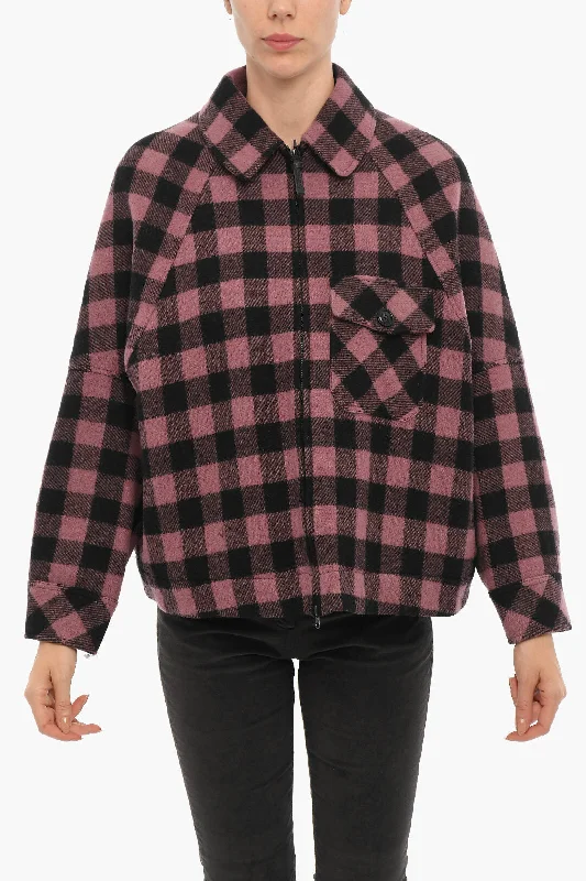 Woolrich Two-Tone Buffalo Checked Jacket with Zip Closure and Breast Women's minimalist jackets