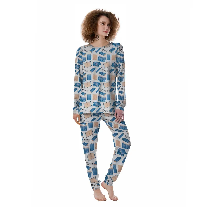 Glasses And Reading Books Print Pattern Women's Pajamas Jogger pajama sets