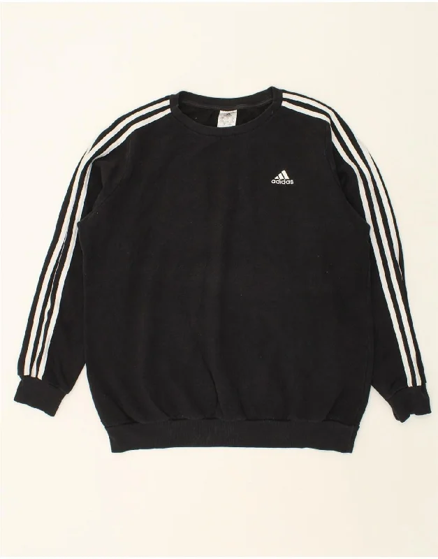 ADIDAS Womens Oversized Sweatshirt Jumper UK 20/22 XL Black Cotton Winter sweaters