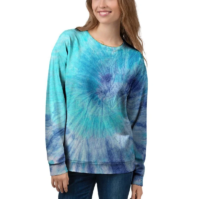 Blue Tie Dye Women's Sweatshirt Stretchable sweaters