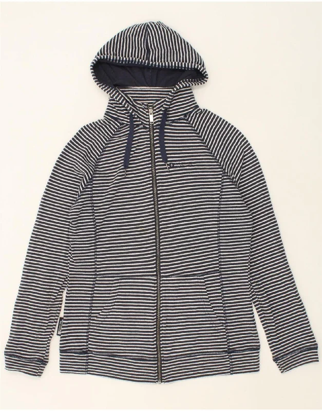 MOUNTAIN WAREHOUSE Womens Zip Hoodie Sweater UK 14 Large Navy Blue Striped Casual sweaters