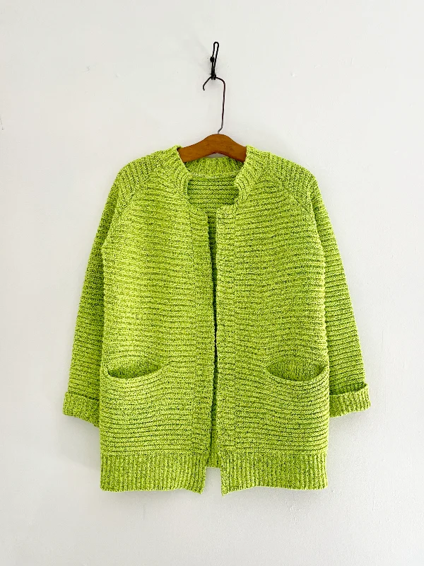 Vintage Day-Glo Green Ribbed Sweater Best sweaters for hiking