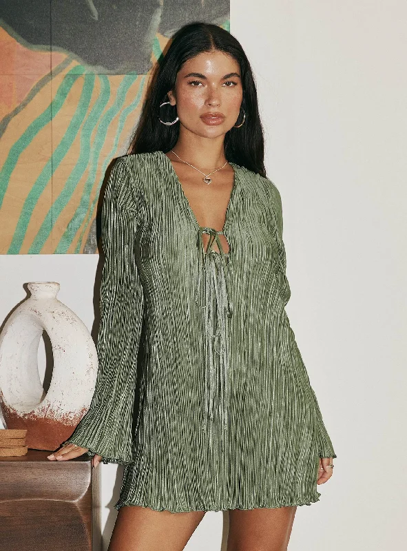 Malop Long Sleeve Mini Dress Sage Cocktail mini dresses