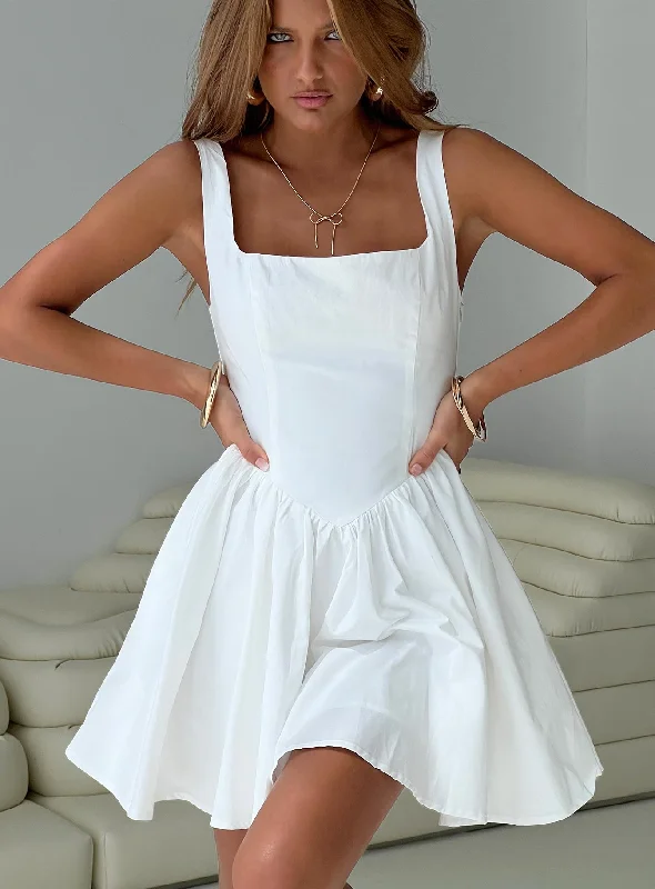 Straplie Mini Dress White Chiffon mini dresses