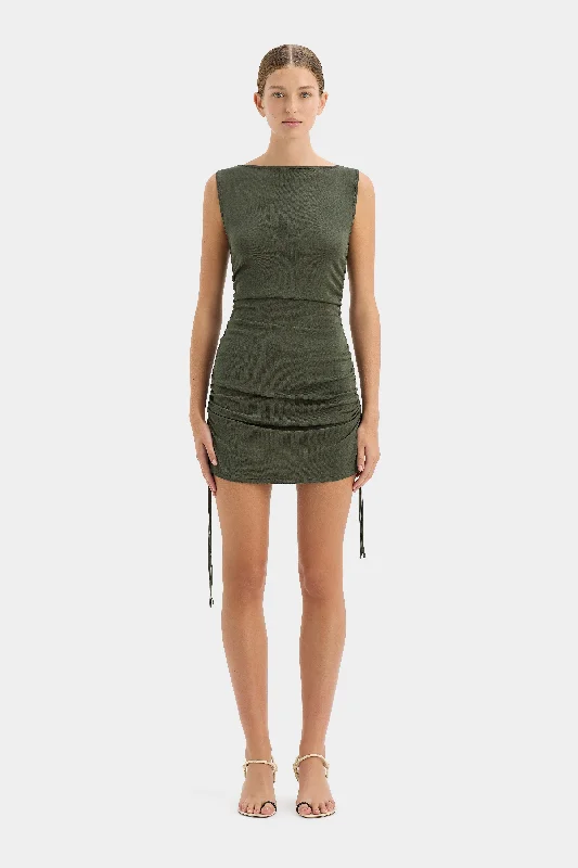 Yolanda Ruched Mini Dress Leather mini dresses