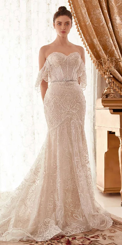 Andrea & Leo A1104 Long Lace Off The Shoulder Mermaid Bridal Gown Elegant Bridal Gown