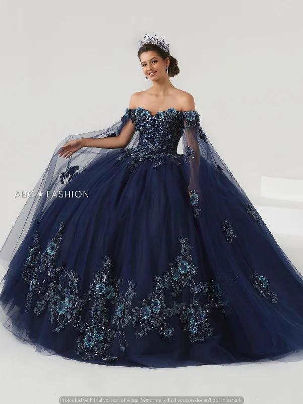 Cape Sleeve Quinceanera Dress by House of Wu 26008 Ruffle Wedding Gown