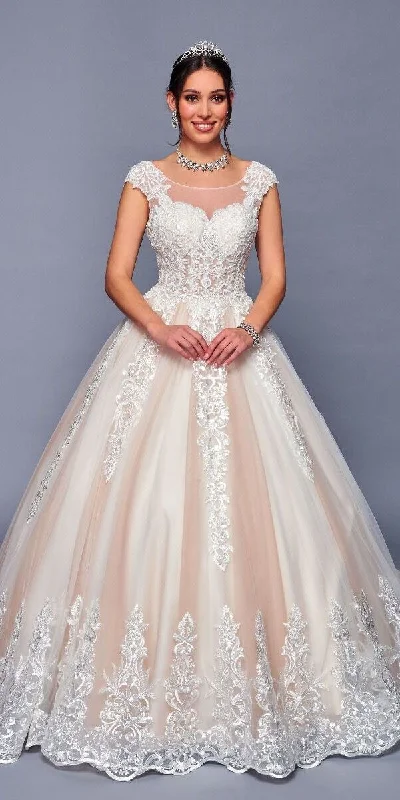 DeKlaire Bridal 479 Cap Sleeve Princess A-Line Wedding Ball Gown Timeless Wedding Dress