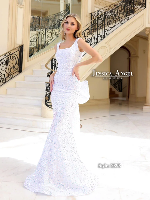 Jessica Angel Style JA2393 Velvet Sequin with Square Neckline Illusion Lace Gown