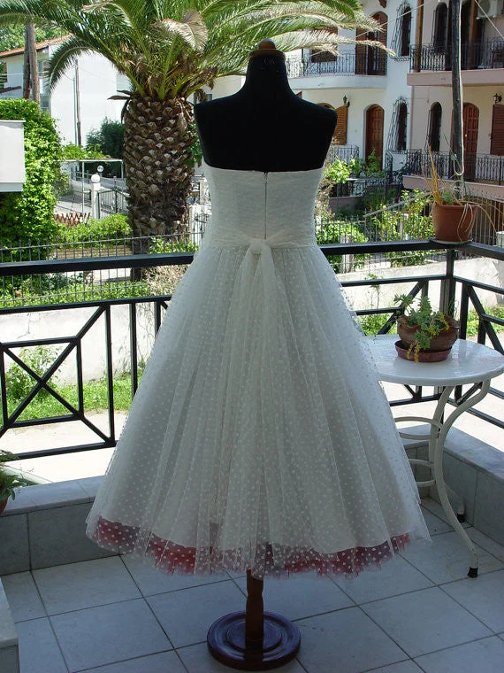 Pin Up Wedding Dress, Polka Dot Wedding Dress, Short Wedding Dress,Retro Wedding Dress,WS039 Open Back Dress