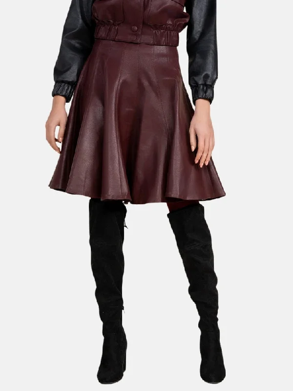 Chloe Leather Panel Skirt in Deep Merlot Monochrome unclassified skirts