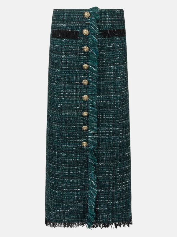 Emerald Wool Tweed Skirt Satin unclassified skirts