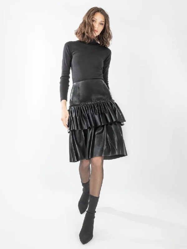 Leather Ruffle Layer Skirt Embroidered unclassified skirts