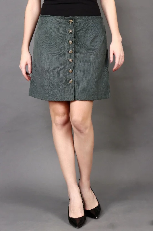 Olive Green Solid Woven Skirt Trendy new unclassified skirts