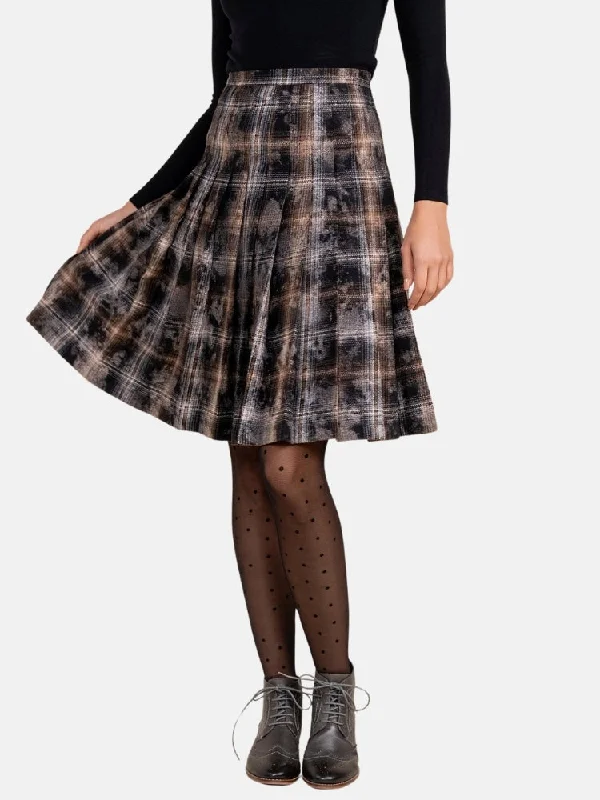 Praia Pleated Skirt in Black Plaid Beach unclassified skirts