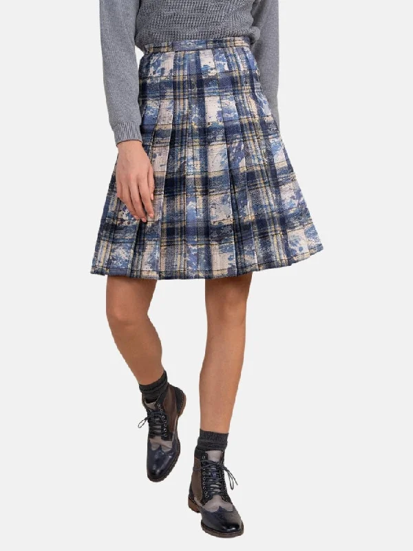 Praia Pleated Skirt in Blue Plaid Everyday wear unclassified skirts