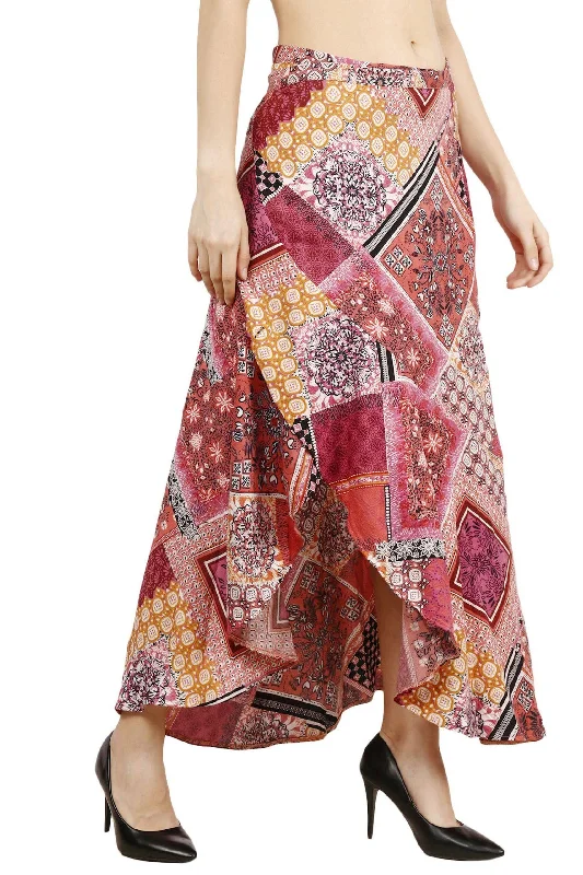 Rangoli Printed Wrap Around Skirt Velvet unclassified skirts