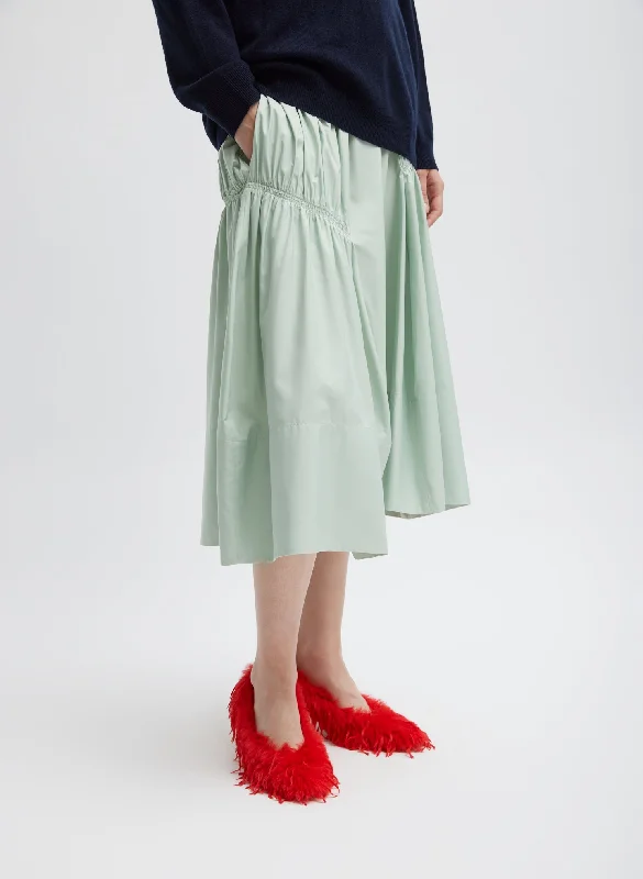 Shirred Nylon Paneled Skirt Preppy unclassified skirts