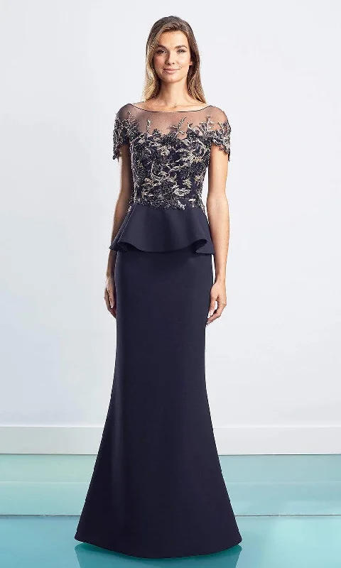 Alexander by Daymor - Lace Embroidered Peplum Gown 1459 - 1 pc Navy In Size 8 Available Stretchy party dresses