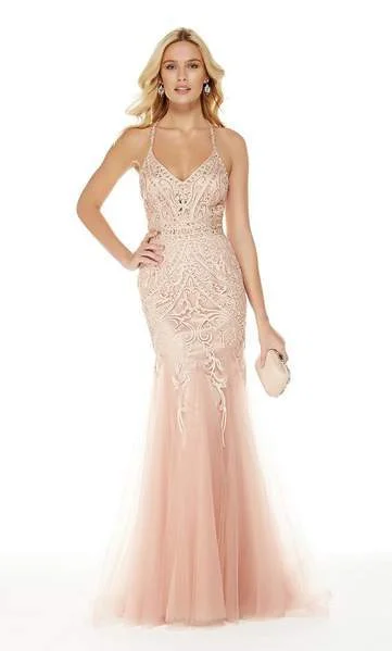 Alyce Paris - 5016 Lace V Neck Tulle Trumpet Gown - 1 pc French Pink In Size 6 Available High-end party dresses