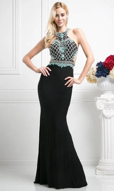 Cinderella Divine CR733 - Beaded Open Back Trumpet Gown Plus size party dresses