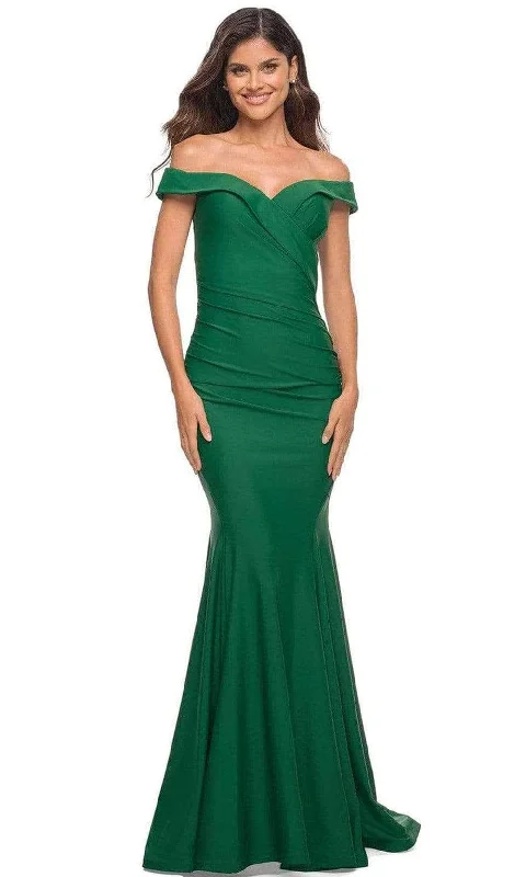 La Femme - Off Shoulder Mermaid Prom Gown 30736SC - 1 pc Emerald In Size 14 Available Petite party dresses