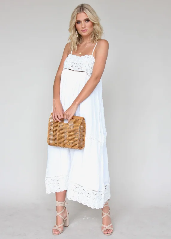 Annabelle Maxi Dress - White Embroidered Best value maxi dresses