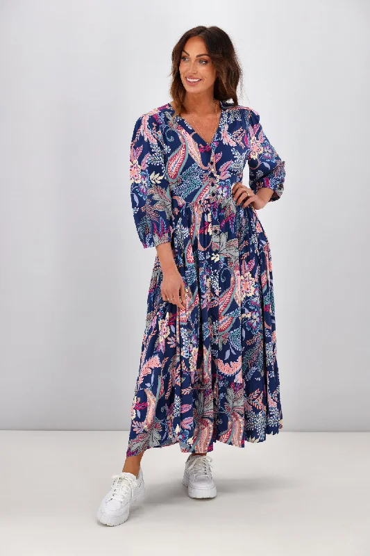 Boho Australia Gillespie Midi Dress Navy Formal midi dresses