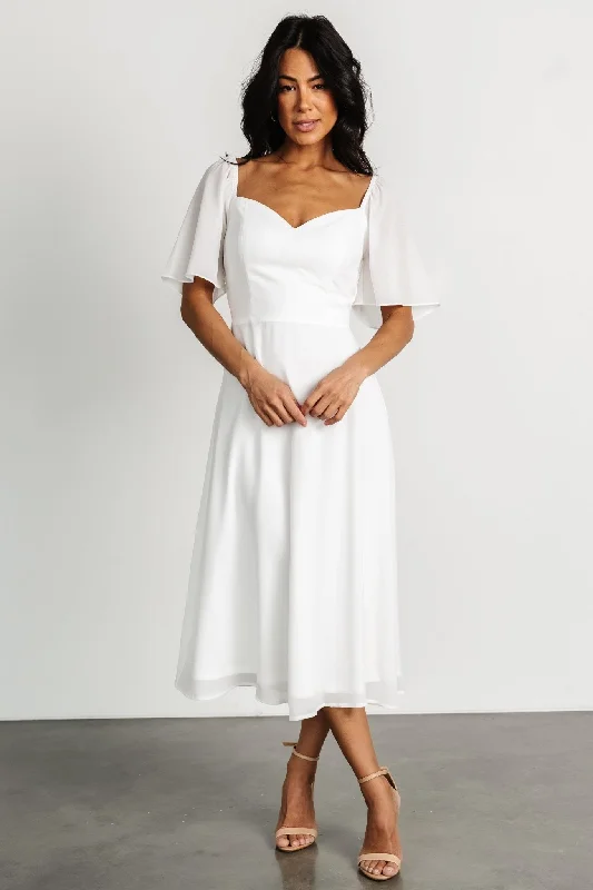 Colette Sweetheart Midi Dress | White Ruffled midi dresses