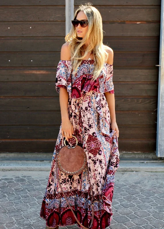 Georgie Off Shoulder Maxi Dress - Marrakesh Dreaming Casual maxi dresses