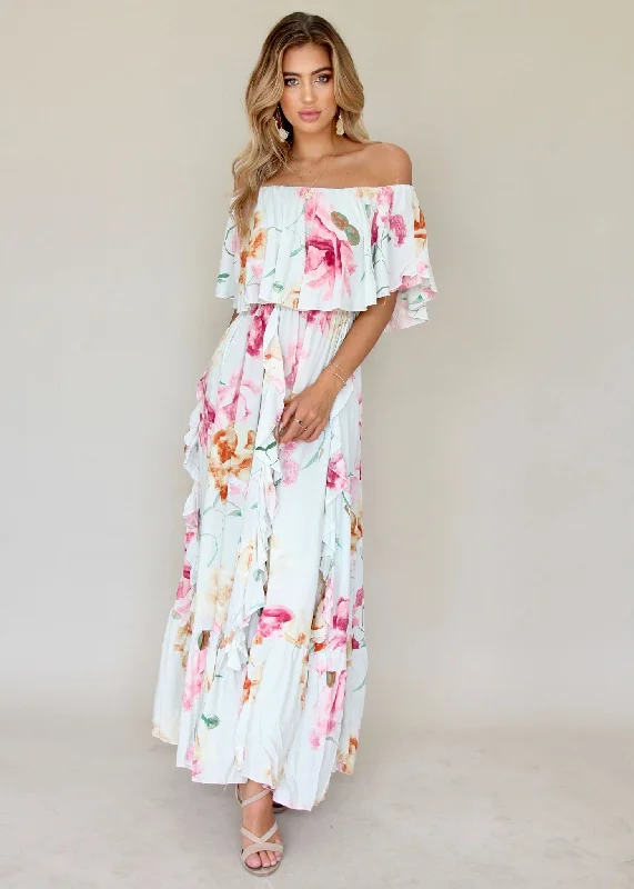 Georgie Off Shoulder Maxi Dress - Selena Vintage maxi dresses