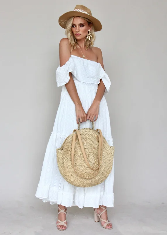 Jennifer Maxi Dress - White Embroidered Designer maxi dresses