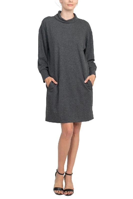 London Times Cowl Neck Long Sleeve Side Pockets Short Knit Dress Revolve maxi dresses