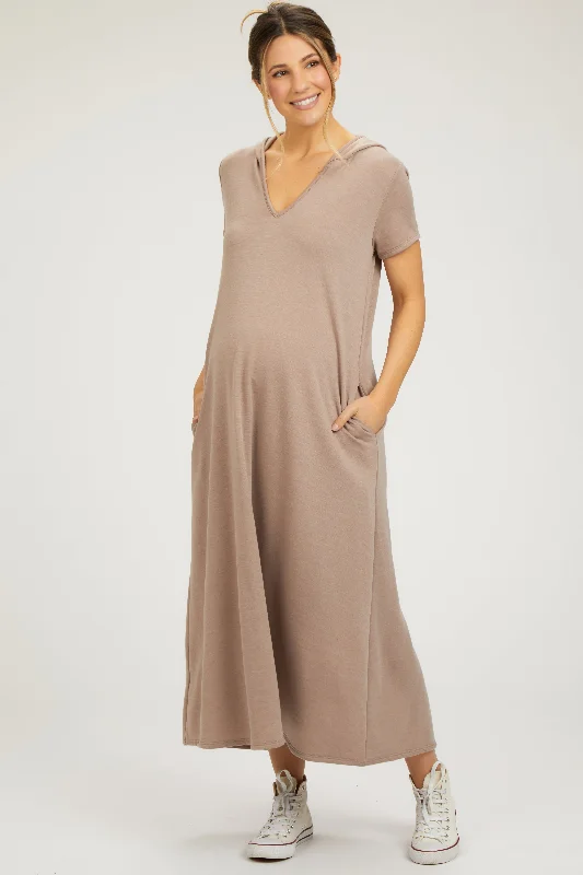 Mocha Fleece Hooded Maternity Midi Dress ASOS midi dresses