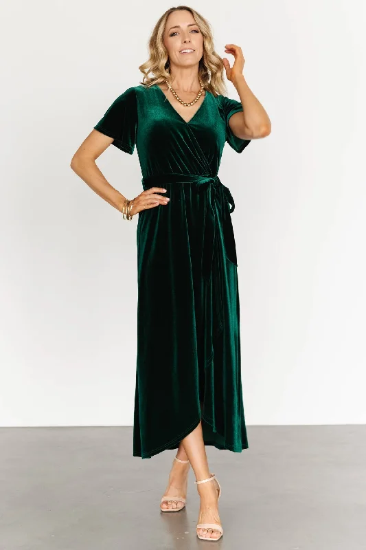 Nadine Velvet Midi Dress | Green Clubbing midi dresses